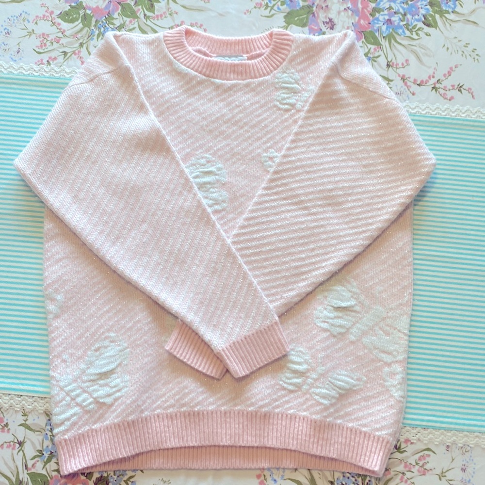 Pink butterfly sparkle Vintage sweater